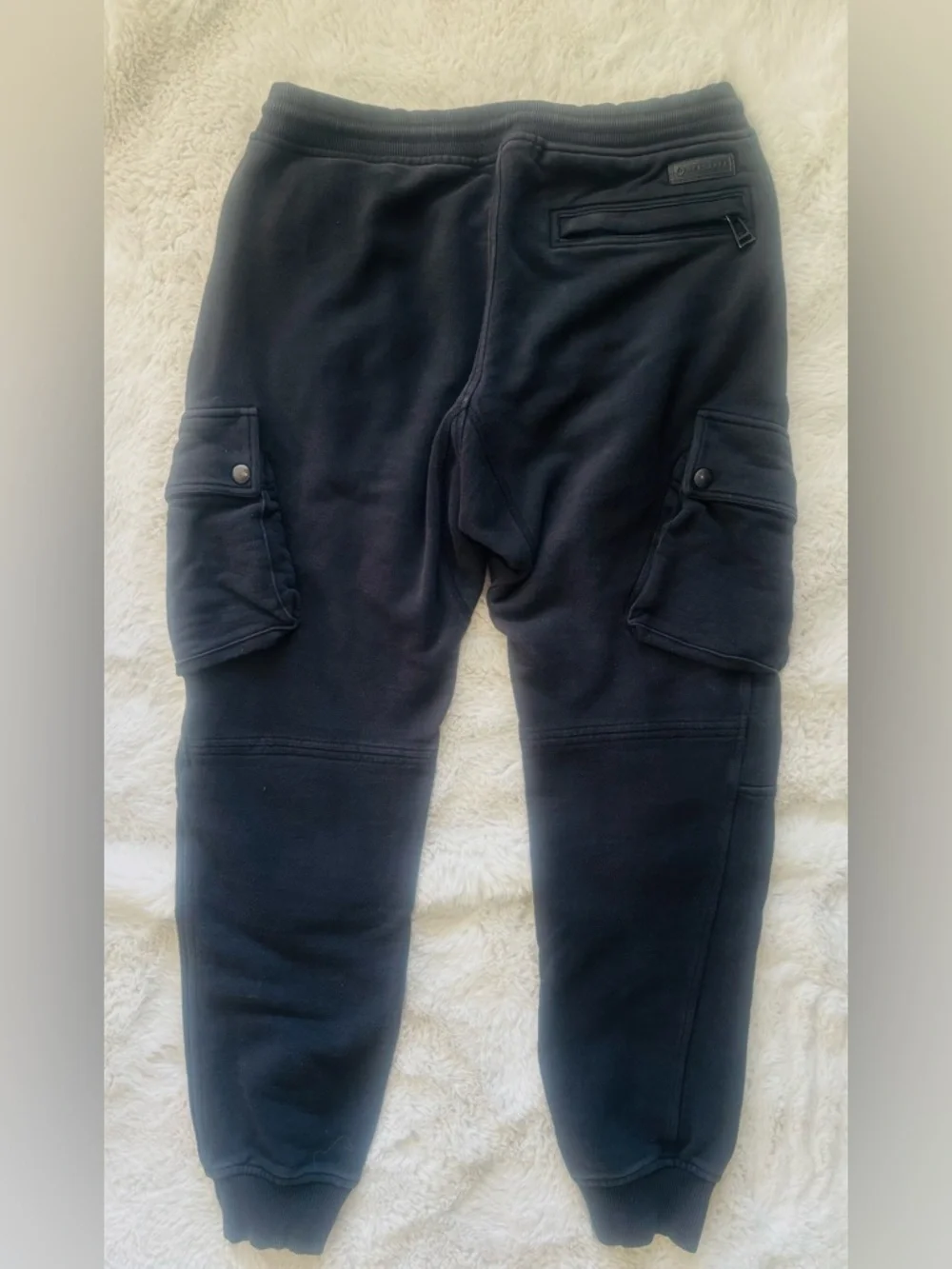BELSTAFF Mens Blackwater Tapered Moto Cargo Sweatpants Joggers Black Size Medium